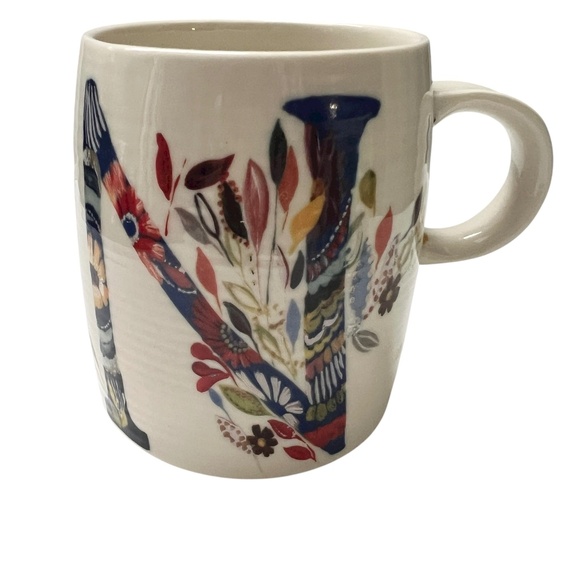 Anthropology Petal Palette Monogram N Floral Mug Starla M Halfmann Colourful - Picture 1 of 5